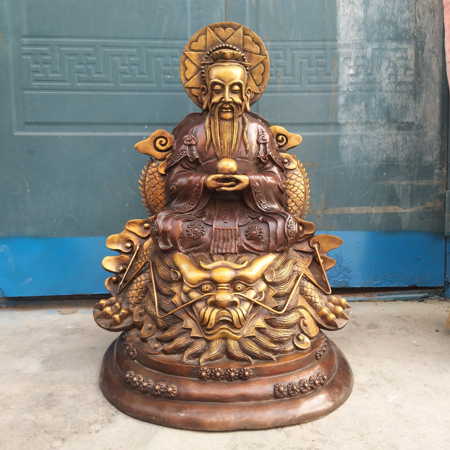 大号鸿钧老祖陆压道君道人仿古坐像高70公分工艺品风水工艺品摆件