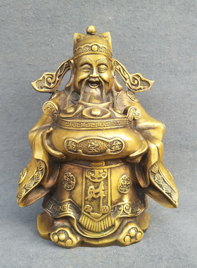 聚宝盆文财神财神爷铜像摆件招财