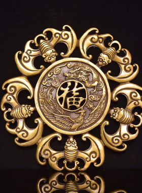 黄铜招财中式客厅五福临门蝙蝠钱