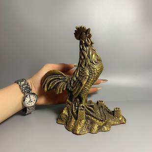 招财风水铜鸡摆件铜公鸡金钱鸡长城神鸡抬头雄鸡家居镇宅聚财桌面