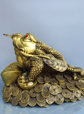 铜招财元宝蟾蜍铜金蝉摆件门厅