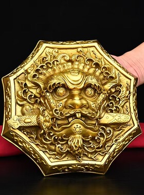 狮咬剑门环门拉手中式黄铜家用