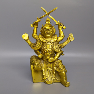 大小号铜马王爷火神爷摆件铜三头六臂火德真君家居供奉火神坐像