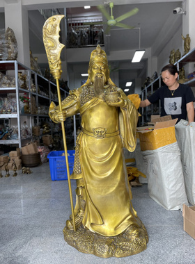 铜关公财神爷招财门厅托宝摆件
