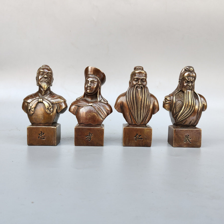 铜忠孝仁义孔子岳飞关羽司马迁半身铜像仿古人物摆件书房办公室