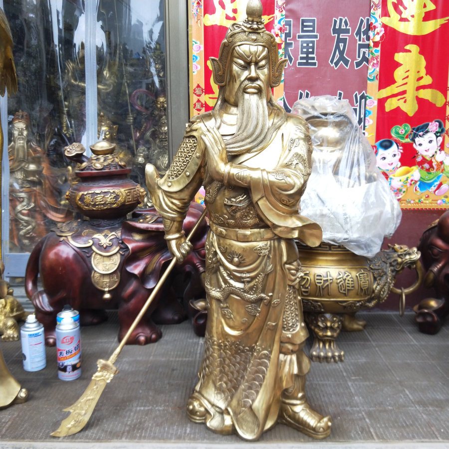 关公二爷财神爷站像铜招财摆件图片