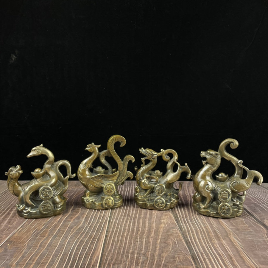 四方神兽铜摆件铜四方位神兽青龙白虎朱雀玄武家居镇宅招财工艺品