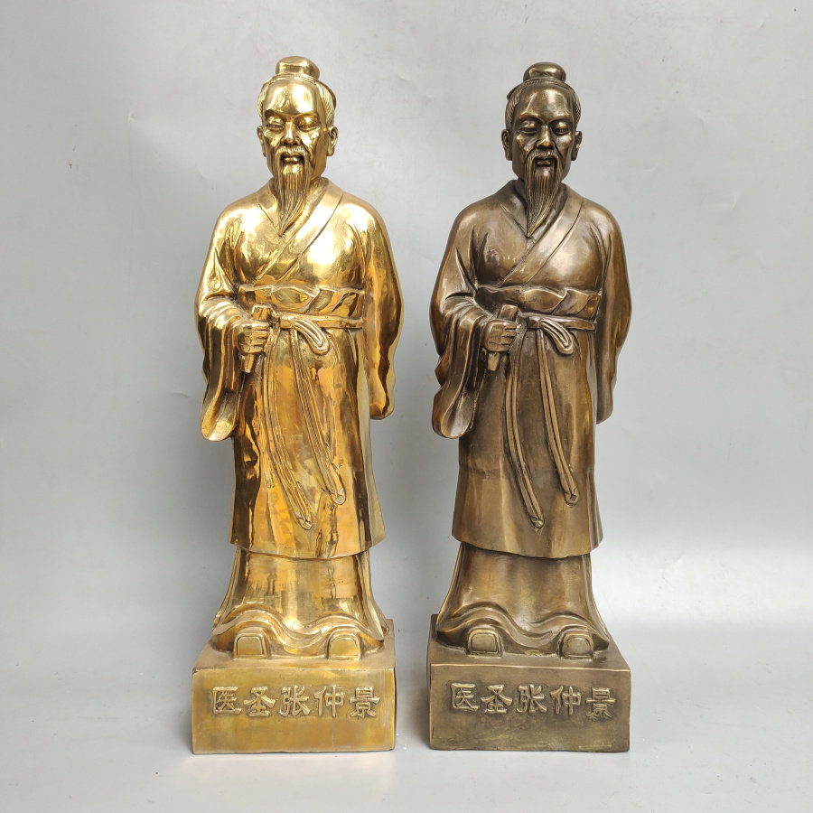 铜药王菩萨张仲景铜像摆件仿古大号医圣张仲景全身站像高60公分