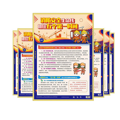 包发票  消防安全生命线抓住五个第一时间宣教挂图6张 海报宣传画