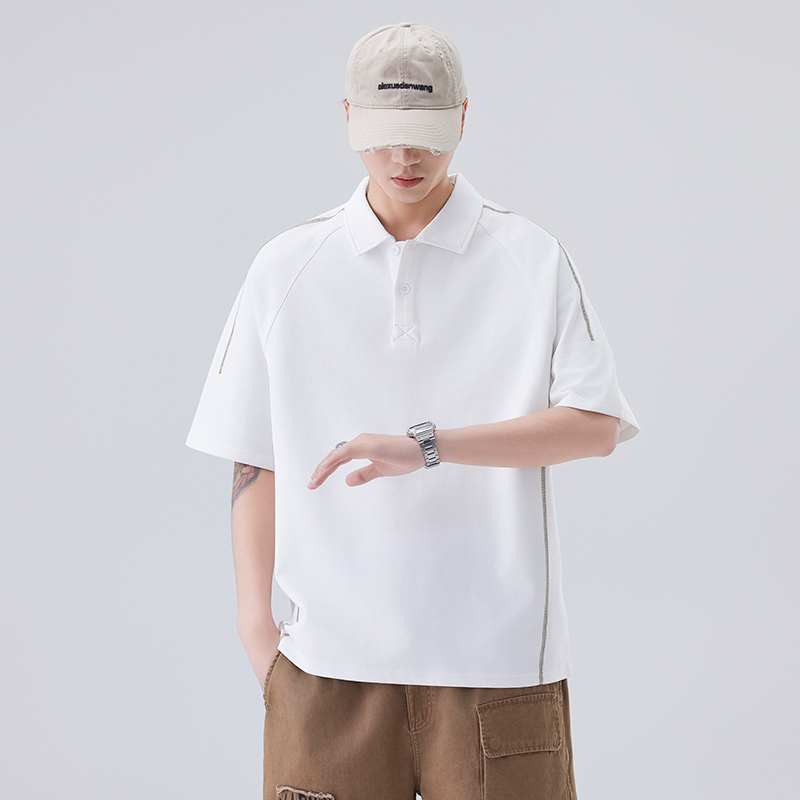 夏季薄款男士高级感痞帅翻领短袖宽松休闲衬衫2025新款T恤潮流