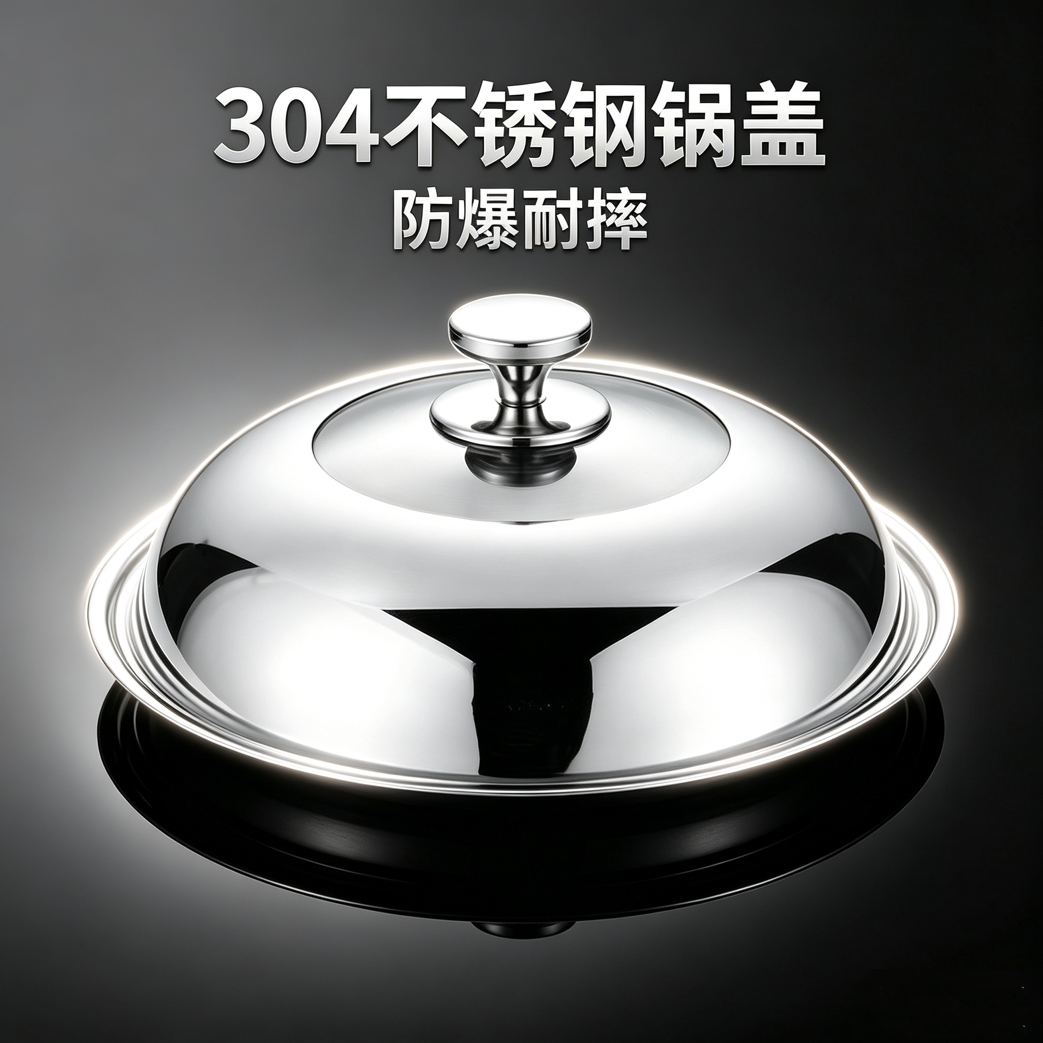 304不锈钢锅盖家庭用炒菜锅盖子32/34cm防烫加高可视耐高温玻璃盖