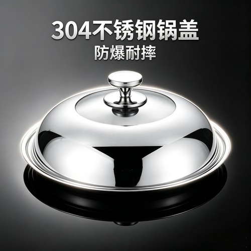 304不锈钢锅盖加厚通用玻璃盖