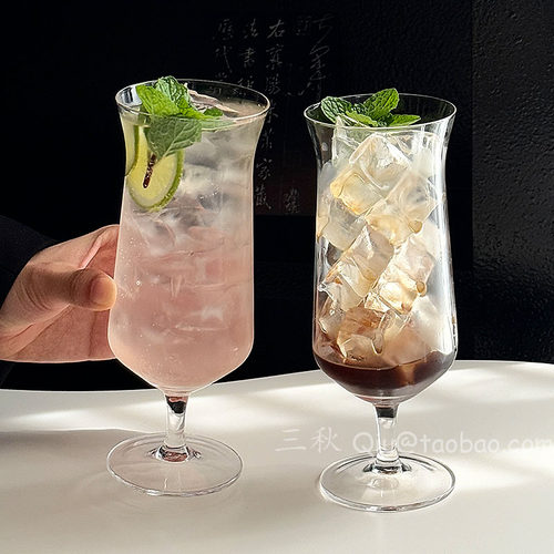 复古创意反口高脚玻璃杯咖啡杯