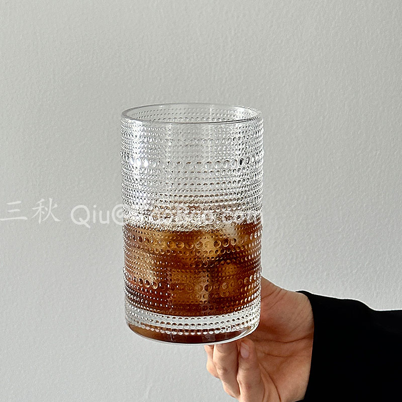 复古珠点玻璃杯水杯大容量饮品杯