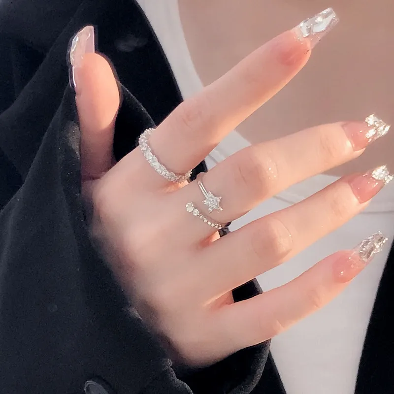 韩国超闪锆石双层水钻轻奢小众精致戒指女高级感ins潮时尚个性