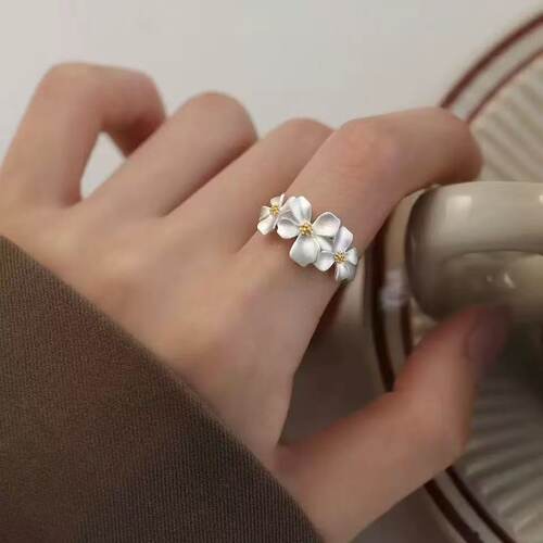 栀子花戒指女粗胖手大号小众冷门