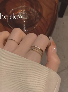 日韩风高级感轻奢贝母双层素圈戒指女ins小众设计开口指环气质潮