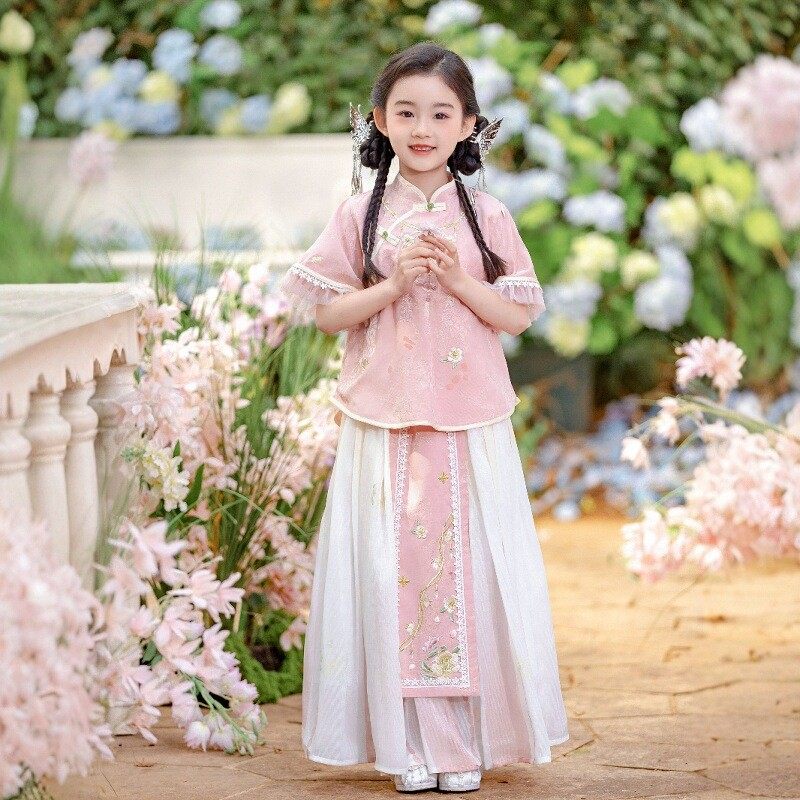 汉服女童夏季新款儿童新中式国风短袖套装小女孩古风超仙,童装/婴儿装/亲子装,汉服,淘宝优惠券,粉丝福利购,淘宝优惠卷
