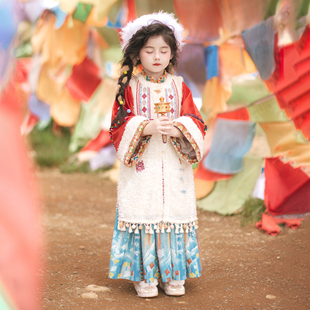 藏族服饰拜年服唐装 国风加绒裙子套装 惊鸿 新款 兮兮家汉服女童冬季