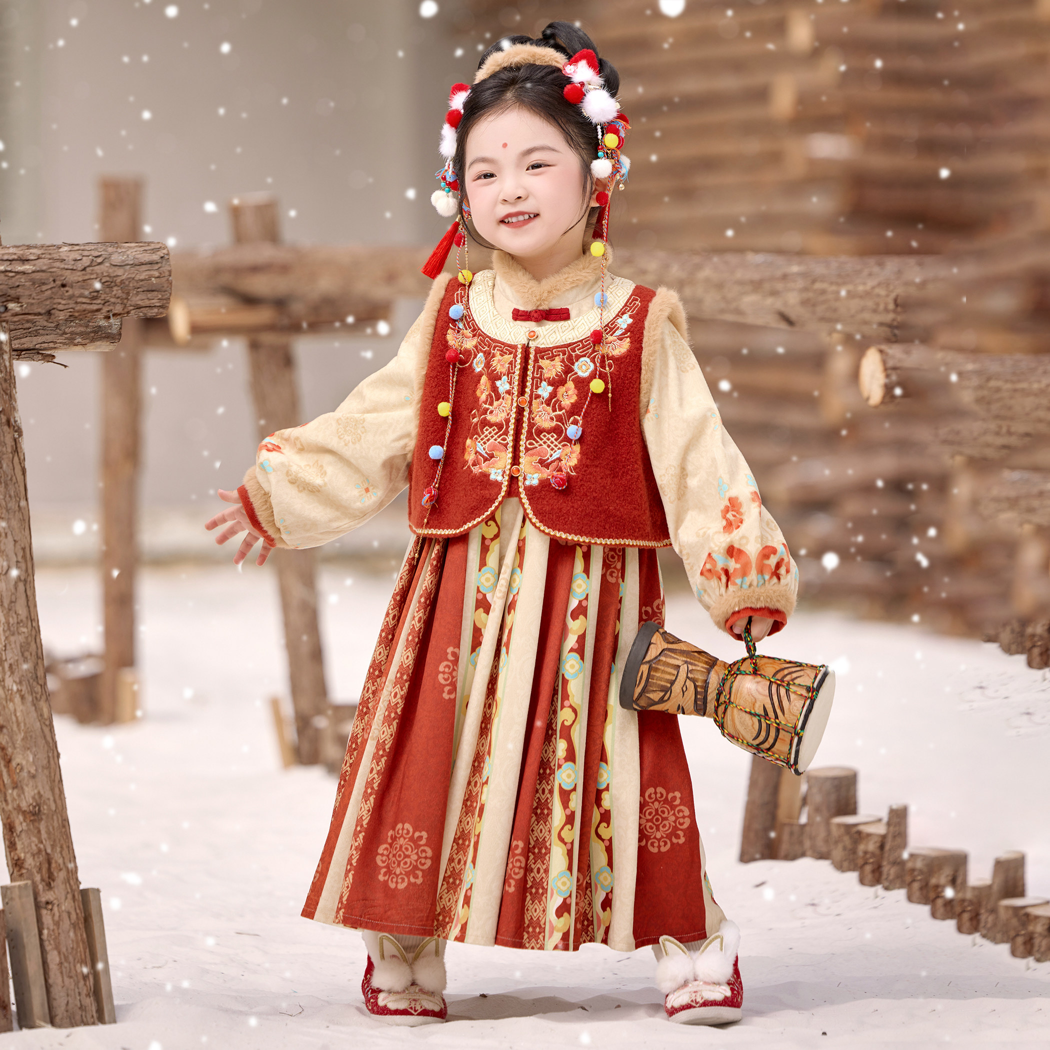 兮兮家汉服女童拜年服冬季加绒连衣裙套装小女孩古风公主裙楼兰雪,童装/婴儿装/亲子装,唐装,淘宝优惠券,粉丝福利购,淘宝优惠卷