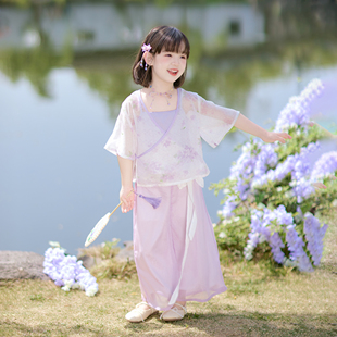汉服女童夏季 儿童高端原创中国风套装 小女孩古风超仙唐装 2026新款