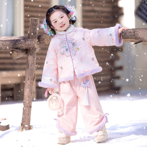 汉服女童冬款中国风拜年服套装