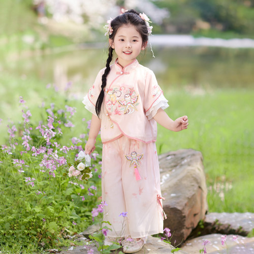 汉服女童夏季新中式国风短袖套装