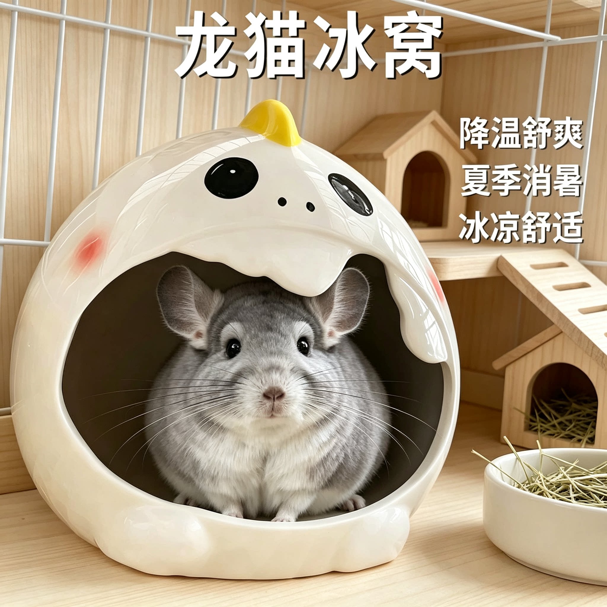 龙猫冰窝陶瓷窝夏季降温睡窝避暑