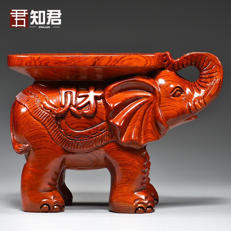 花梨实木雕大象凳子摆件落地客厅换鞋凳家用门口玄关茶几凳装饰品