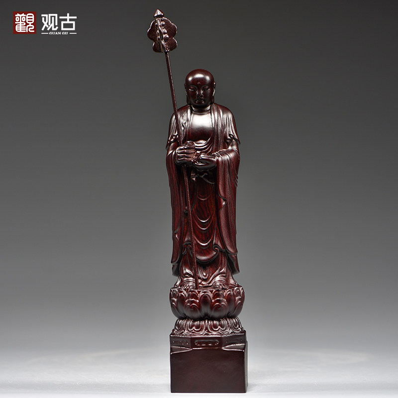 黑檀实木雕刻木雕地藏王佛像家居客厅装饰工艺品地藏菩萨佛像摆件
