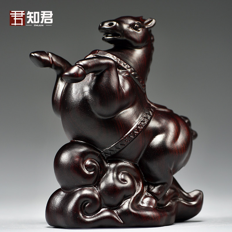 实木唐马摆件花梨木雕马工艺品轻奢客厅装饰品桌面摆设生肖马摆设