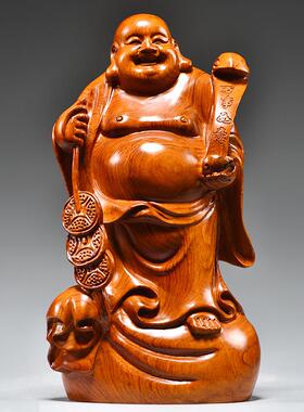 花梨木雕弥勒佛像摆件实木雕刻大肚笑佛红木质大号布袋弥勒工艺品