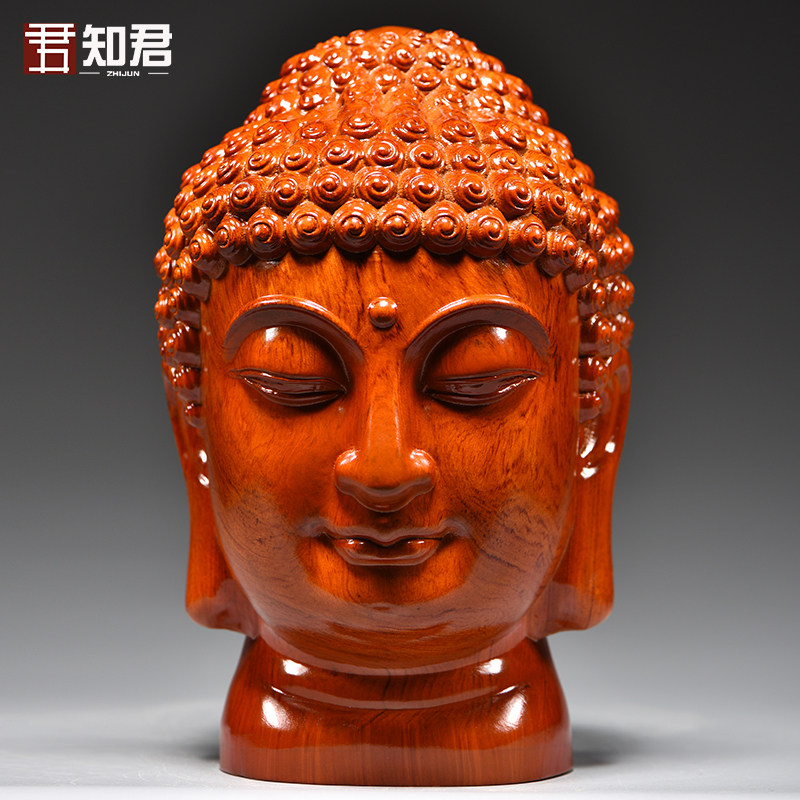花梨木雕新中式大号慈悲佛头佛首佛像禅意摆件玄关走廊佛系装饰品