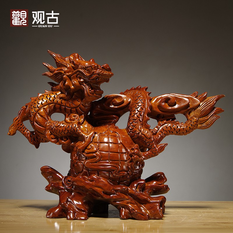 花梨木雕龙摆件实木质十二生肖龙家居客厅办公装饰红木雕刻工艺品