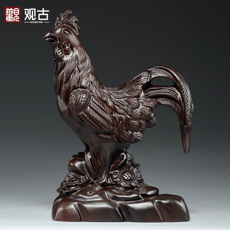 黑檀木制鸡实木动物十二生肖鸡雕刻摆件家居客厅木头鸡装饰工艺品