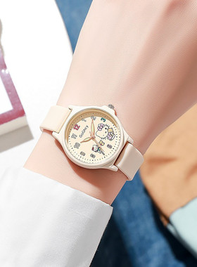 手表女高颜值卡通可爱猫小表盘学生党专用初高中生简约百搭腕表