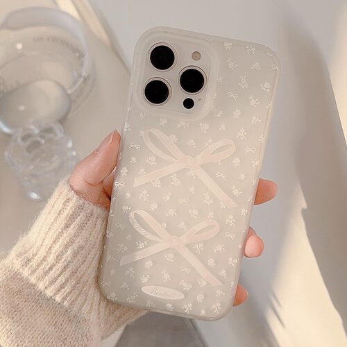 适用超仙ins风苹果16手机壳17pro max碎花蝴蝶结iphone14磨砂白13