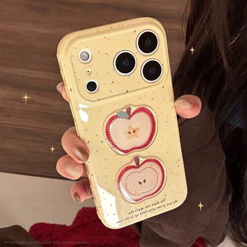 适用新年红苹果iphone17promax手机壳16创意立体15亮面13软11喜庆