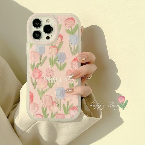 适用仙女风郁金香iphone16苹果手机壳X硅胶11磨砂15透14pro max17