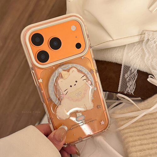 适用可爱猫咪17promaxiPhone17手机壳女磁吸支架14透明15高颜值16