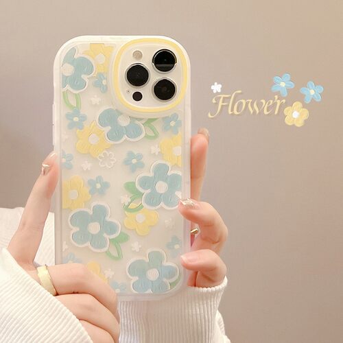 适用油画碎花iphone16苹果17pro max手机壳15硅胶11圆形8p女X透14