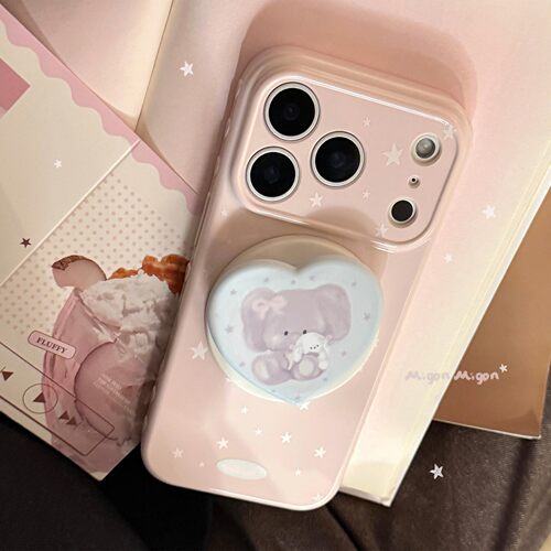 适用软萌小兔象苹果17手机壳iphone16promax菲林磁吸支架13少女15