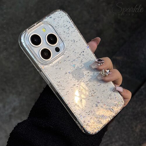 适用轻奢极简苹果17promax手机壳16透明亮片iphone14闪粉11高级感