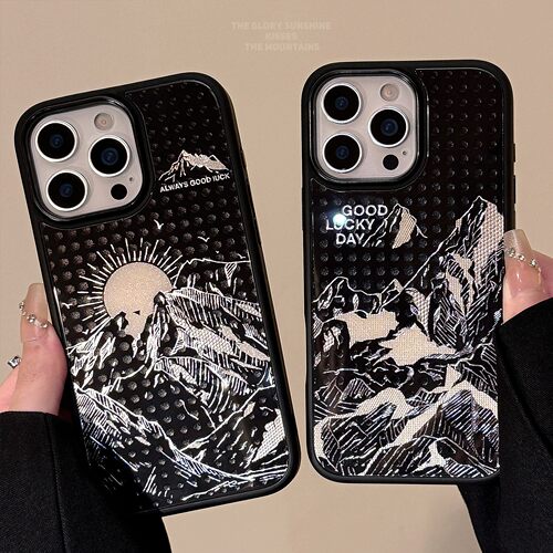 适用鎏金手机壳苹果17promax保护套iphone16日出金山1215个性玻璃