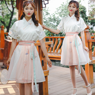 租汉服古装出租短裙女可爱古风齐腰襦裙学生拍照舞蹈表演服装租赁
