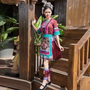 出租少数民族服装侗族传统服饰贵州广西民族风舞蹈拍照演出服装女