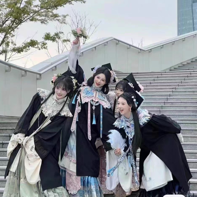 古装云肩学士服租汉服毕业季拍照