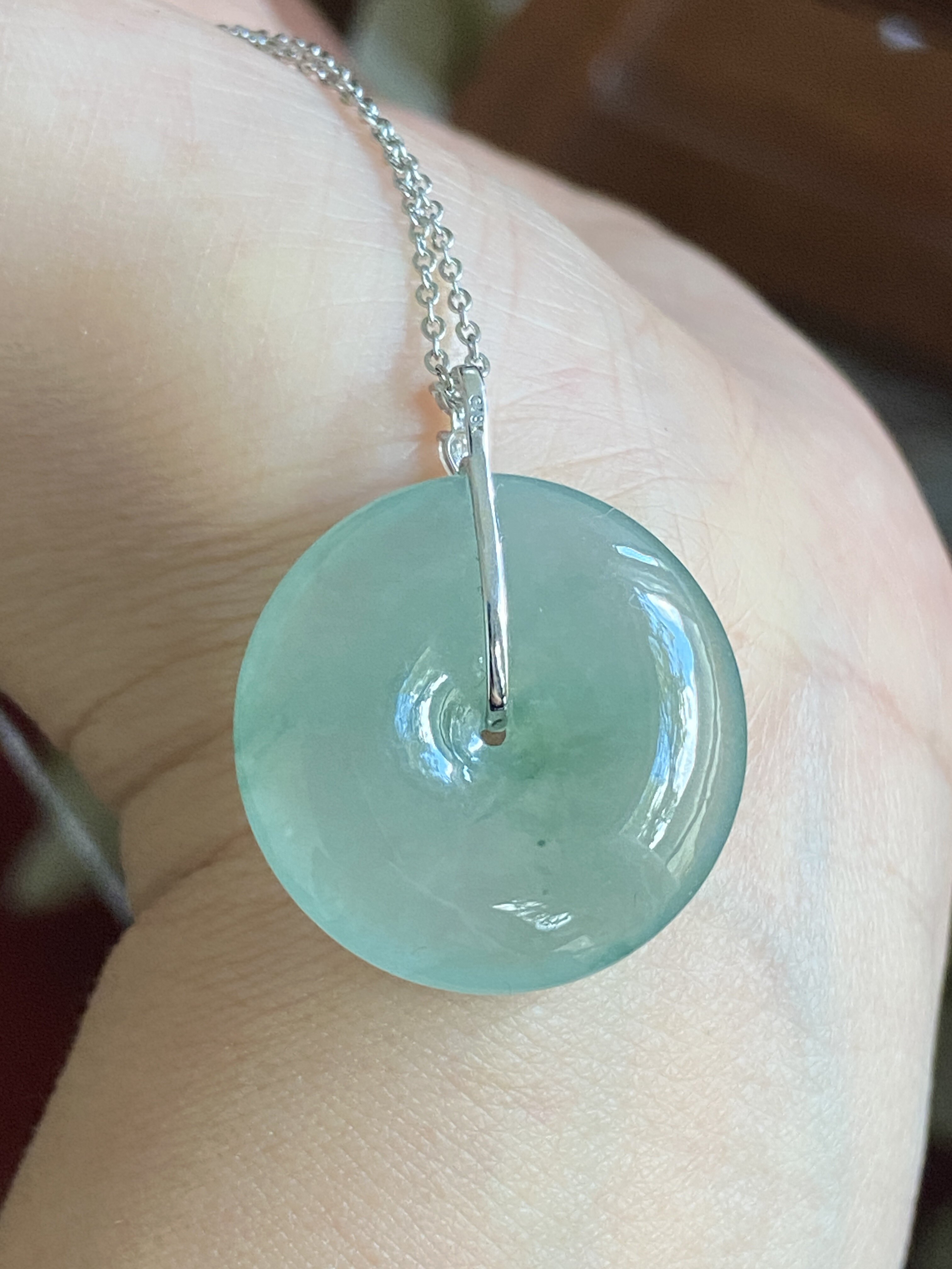 【云南小月城】天然缅甸A货翡翠冰种晴水绿平安扣男女挂件吊坠