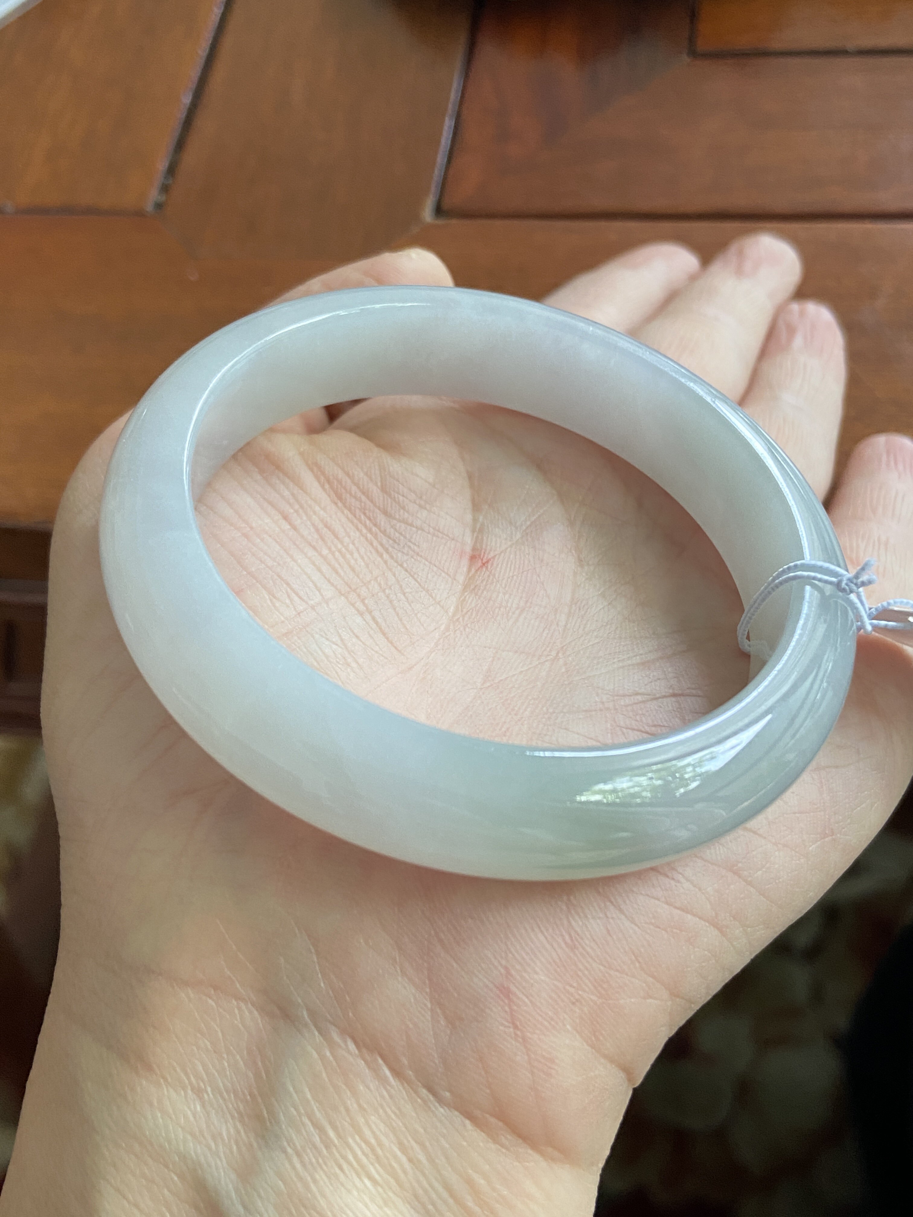 【云南小月城】缅甸天然A货翡翠糯冰种白月光淡紫春手镯57证书108