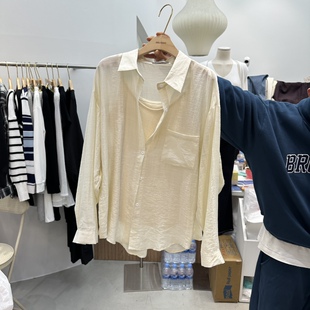 新款 法式 休闲风长袖 韩国正品 女宽松防晒衬衣气质衬衫 春季 衬衫 代购